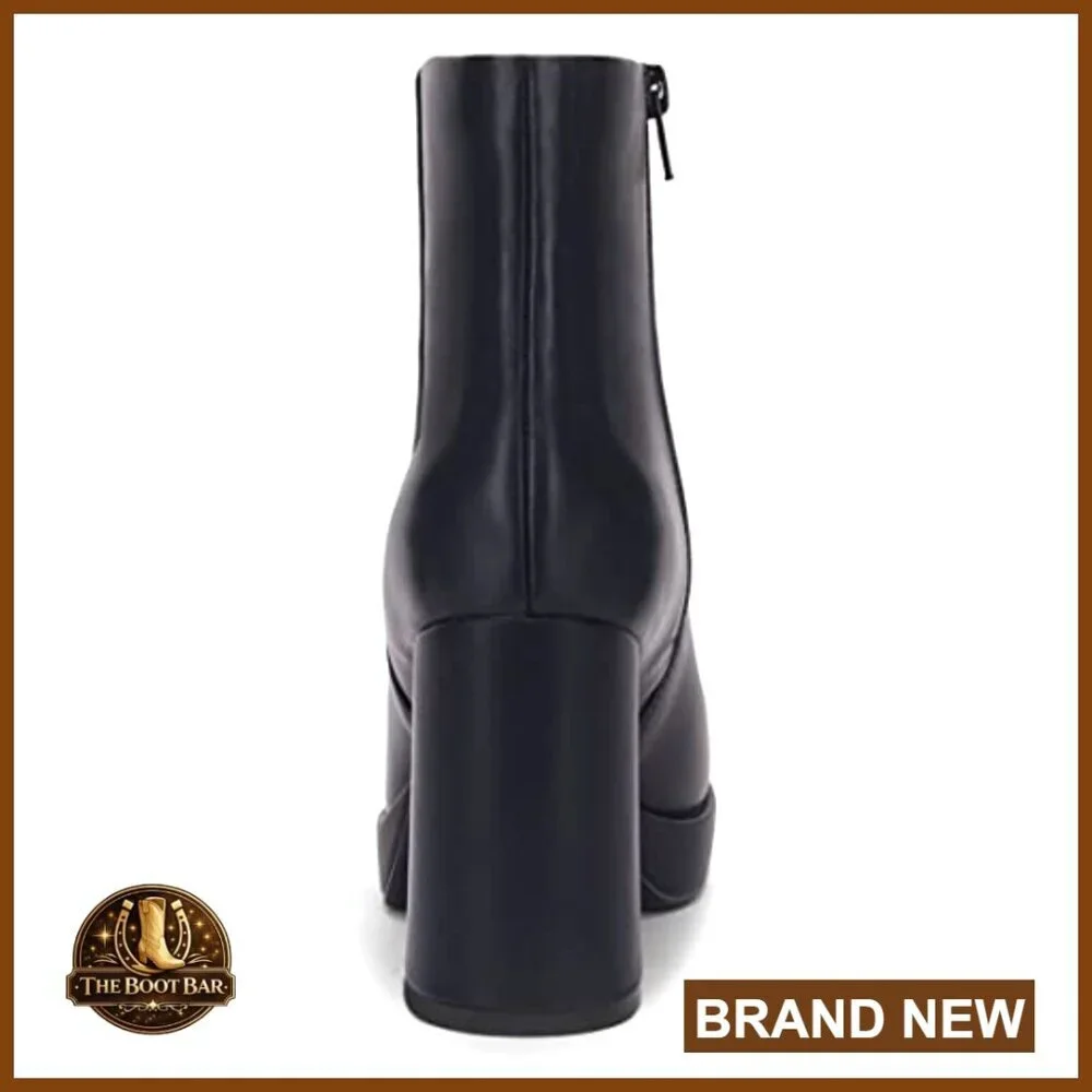 Platform Ankle Boots with Chunky Heel and Side Zipper - Picture 4 of 7